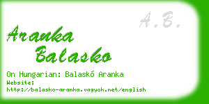 aranka balasko business card